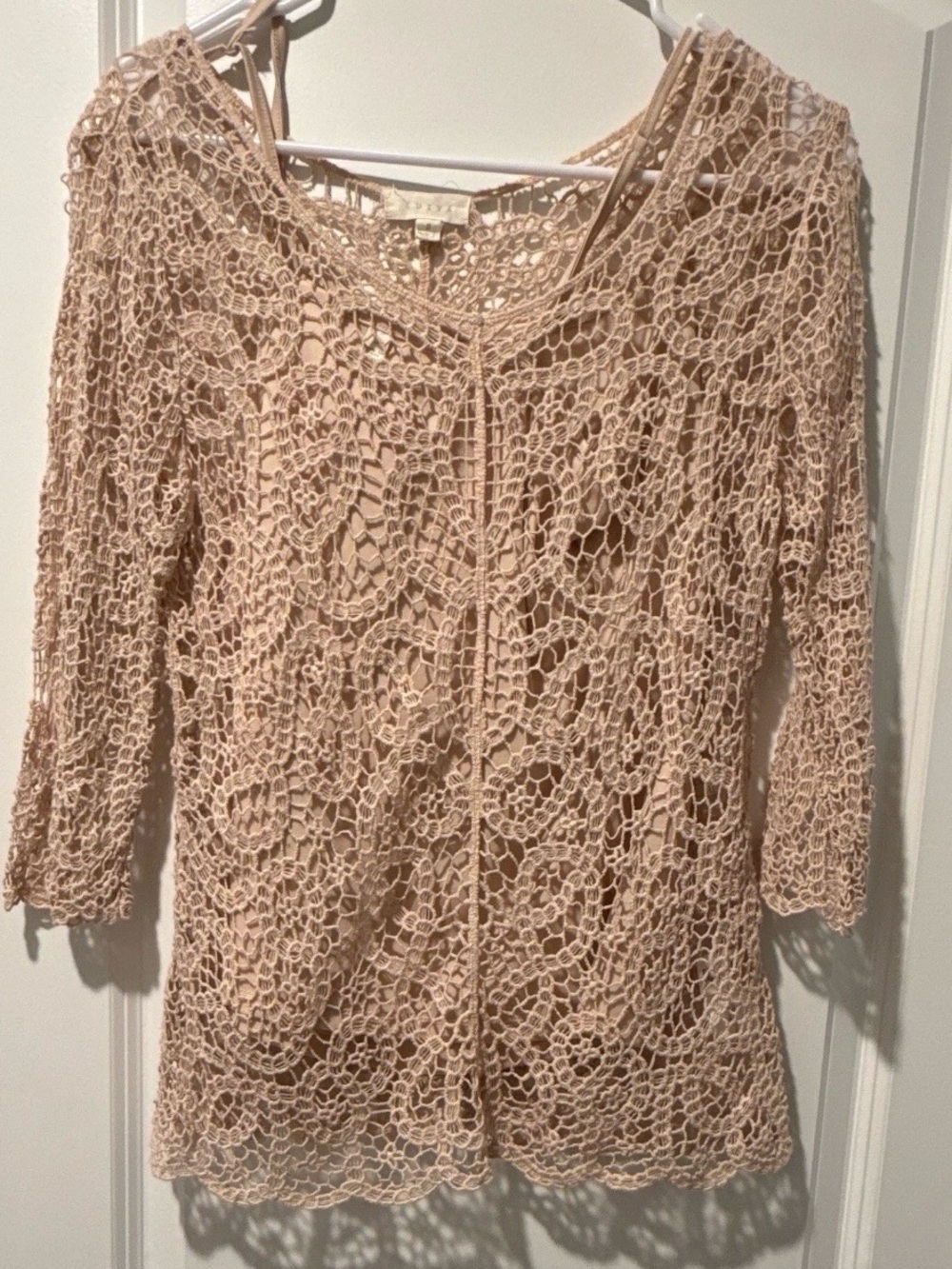 Adiva Crochet Lace Knit Tunic - Nude